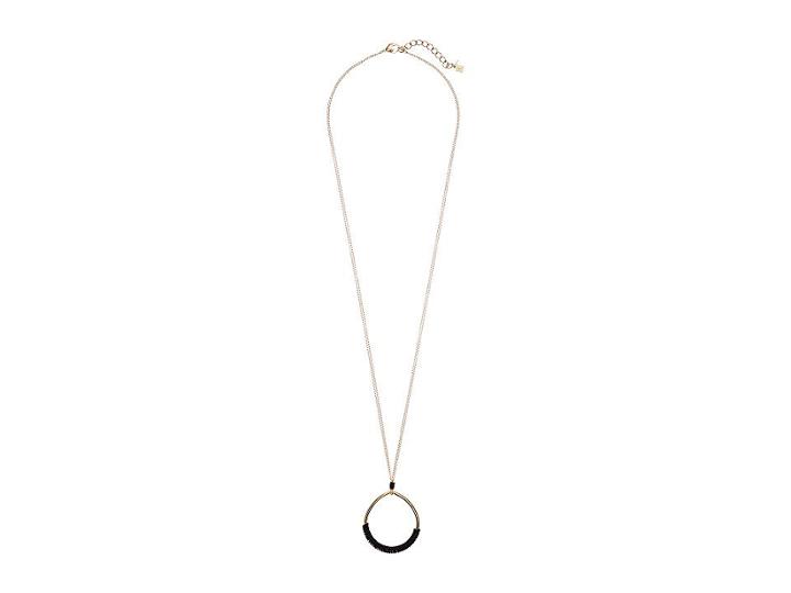 Robert Lee Morris Teardrop Leather Pendant Long Necklace (brown) Necklace