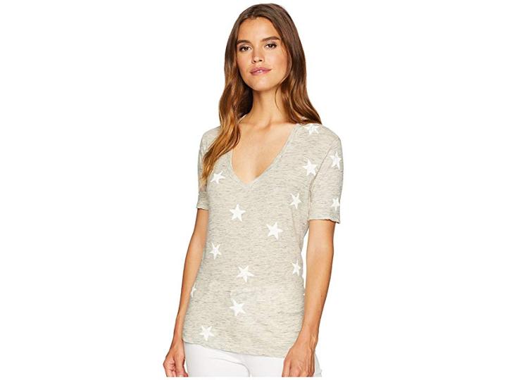 Splendid V-neck Star Tee (heather Grey) Women's T Shirt