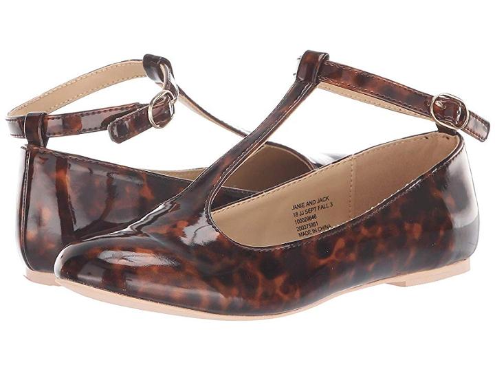 Janie And Jack T-strap Flat (toddler/little Kid/big Kid) (cheetah Print) Girls Shoes
