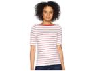 Lauren Ralph Lauren Striped Cotton Boat Neck Top (white/lipstick Red) Women's Clothing