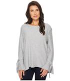 Two By Vince Camuto Long Sleeve Flutter Tie Cuff Side Stitched Sweater (light Heather Grey) Women's Sweater
