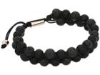 Steve Madden Lava Stone Double Strand Adjustable Bracelet In Ip Stainless Steel (black/rose) Bracelet