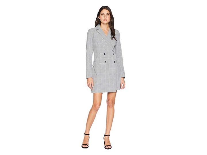 Adelyn Rae Celeste Woven Plaid Blazer Dress (grey) Women's Jacket
