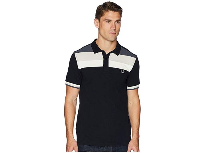 Fred Perry Colour Block Pique Shirt (black) Men's Clothing