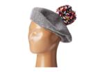 Hat Attack Wool Beret With Multi Confetti Pom (light Grey/confetti) Berets