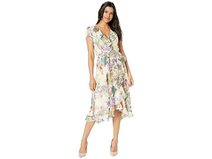 Gabby Skye Ruffle Chiffon Dress (cream/lavender) Women's Dress