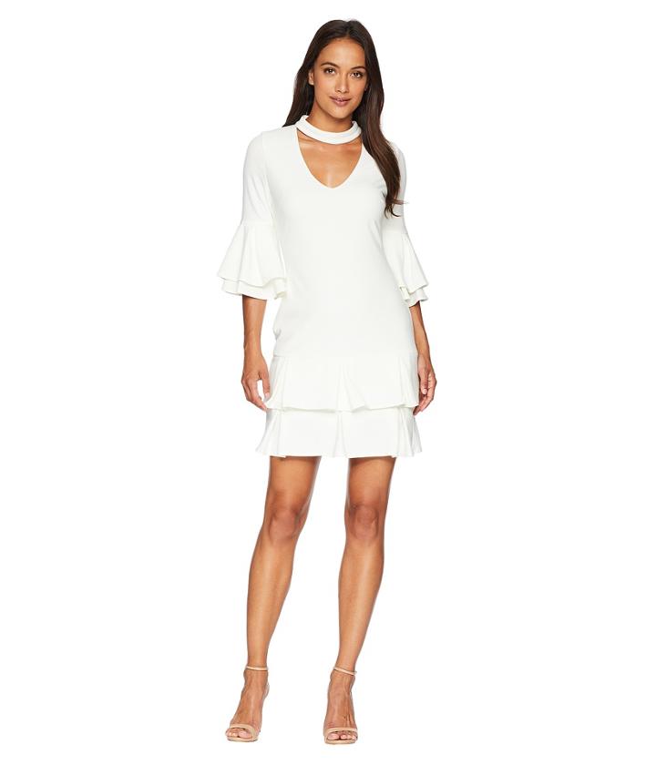 Alexia Admor 3/4 Sleeve Mock Neck Dress (off-white) Women's Dress
