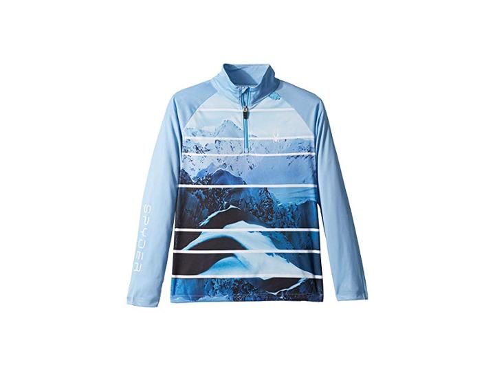 Spyder Kids Limitless Powder Peak Stryke Zip T-neck (big Kids) (powder Peak Blue Ice/blue Ice) Girl's Long Sleeve Pullover