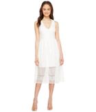Adrianna Papell Lace Tea Length A-line Dress (ivory) Women's Dress