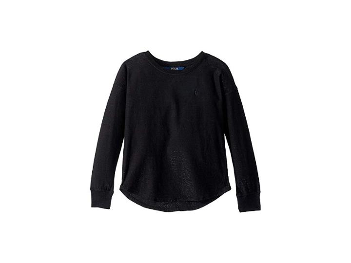 Polo Ralph Lauren Kids Metallic Jersey Top (little Kids) (polo Black) Girl's Clothing