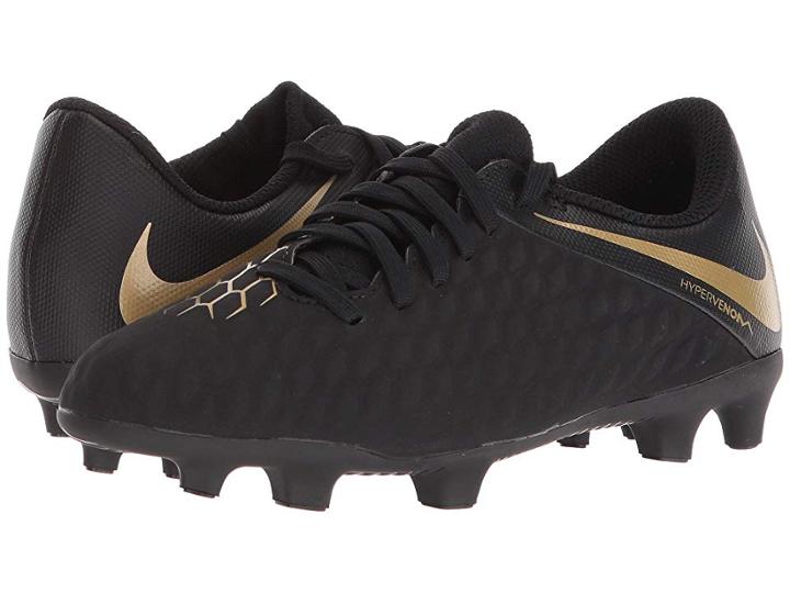 Nike Kids Hypervenom Phantom 3 Club Firm Ground Soccer (toddler/little Kid/big Kid) (black/metallic Vivid Gold) Kids Shoes