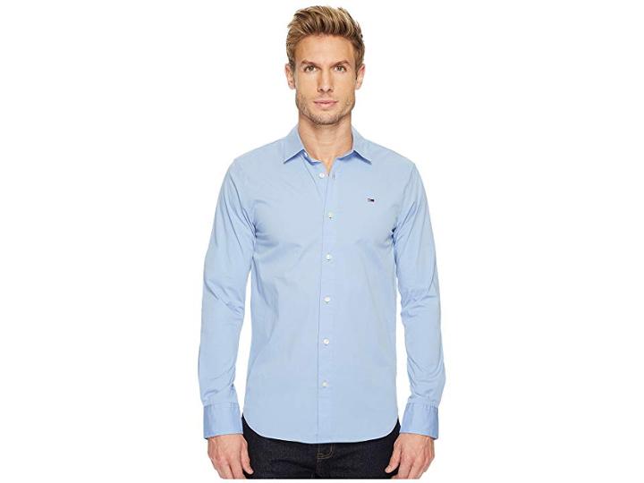 Tommy Jeans Original Stretch Long Sleeve Shirt (lavender Lustre) Men's Clothing