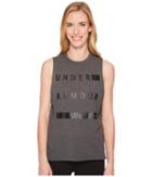 Under Armour Linear Wordmark Muscle Tank Top (charcoal Medium Heather/black) Women's Sleeveless