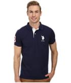 U.s. Polo Assn. Slim Fit Big Horse Polo W/ Stripe Collar (classic Navy/white) Men's Short Sleeve Pullover