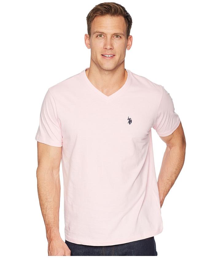 U.s. Polo Assn. V-neck Short Sleeve T-shirt (pink Gin) Men's Short Sleeve Pullover