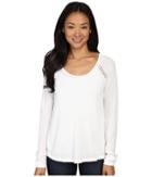 Lucky Brand Lace Mixed Thermal Top (marshmellow) Women's Clothing