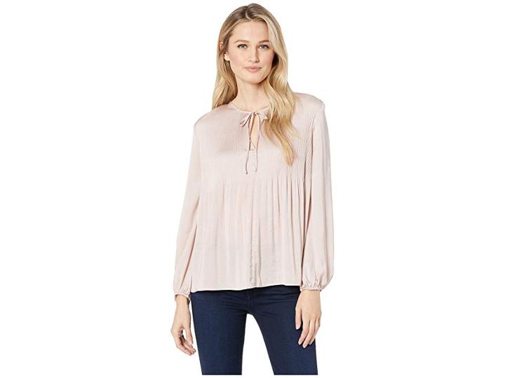 Lucky Brand Pleated Peasant Top (blush) Women's Long Sleeve Pullover