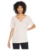 Michael Stars Linen Stripe Short Sleeve Split Neck Tee (tickle) Women's T Shirt