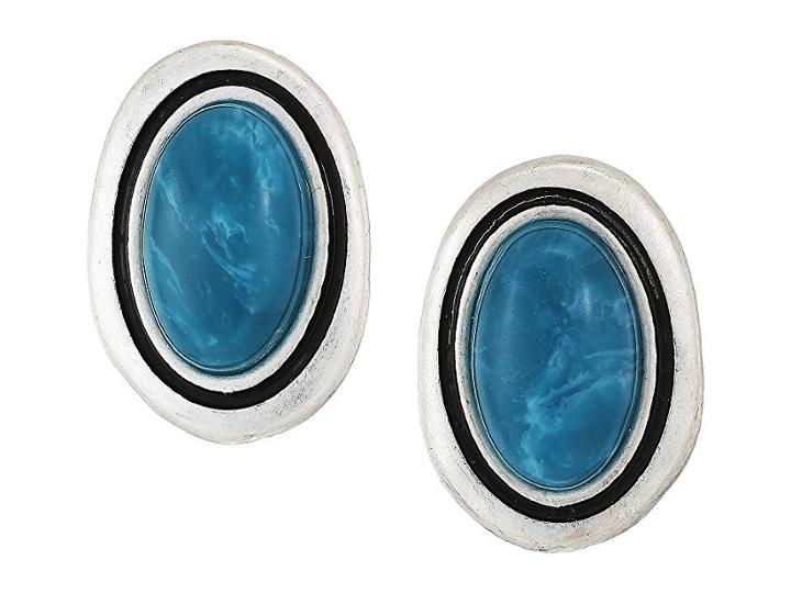 The Sak Large Stone Stud Earrings (teal) Earring
