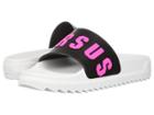 Versus Versace Footbed Sandal Rubber Sole H. 20 Pvc Logato (black/fluo Fuchsia/optic White) Women's Sandals