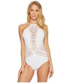 Becca By Rebecca Virtue Color Play High Neck One-piece (white) Women's Swimsuits One Piece