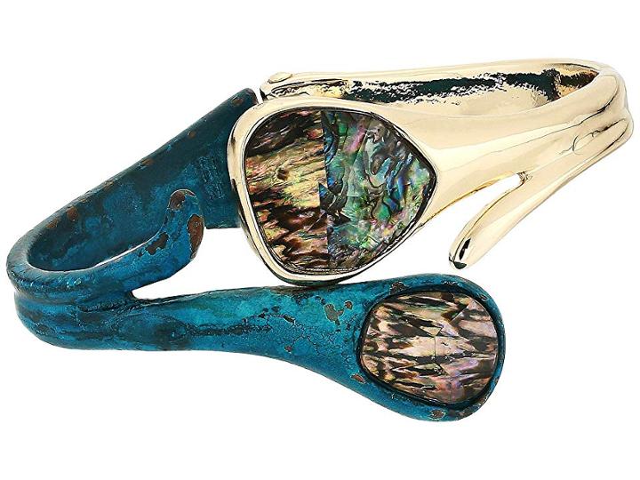 Robert Lee Morris Abalone Stone Sculptural Bypass Hinged Bangle Bracelet (abalone) Bracelet