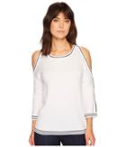 Tribal Cold Shoulder Sweater (white) Women's Sweater