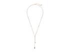 Michael Kors Pearl Tone And Grey Pearl Lariat Necklace (rose Gold) Necklace