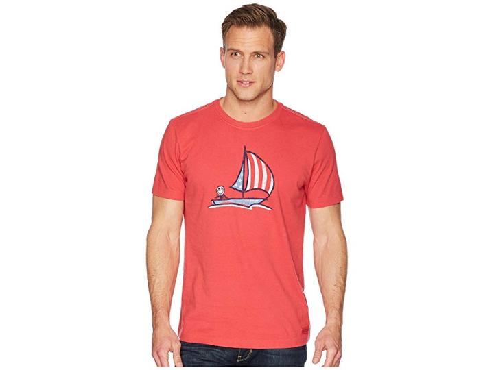 Life Is Good Americana Sailboat Crusher Tee (americana Red) Men's T Shirt