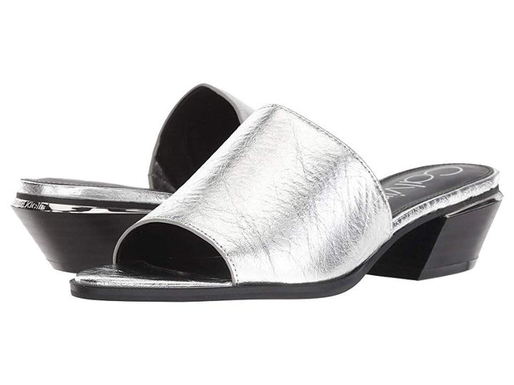 Calvin Klein Narissa (silver Thrill Metallic) Women's Slide Shoes