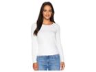 Three Dots Refined Jersey Long Sleeve Crop Top W/ Tie-back (white) Women's Clothing