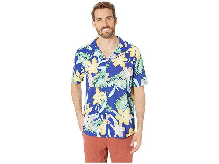 U.s. Surf Club Rush Floral Print Shirt (classic Navy) Men's Clothing