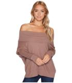 Lamade Rembrandt Off The Shoulder Boxy Top (deep Taupe) Women's Long Sleeve Pullover