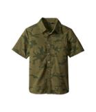 The North Face Kids Short Sleeve Pursuit Top (little Kids/big Kids) (burnt Olive Green Woodland Camo Print/classic Green) Boy's Short Sleeve Button Up