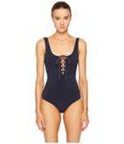 Stella Mccartney Lace-up One-piece (sky Captain) Women's Swimsuits One Piece