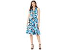 London Times Cotton Halter Wrap Midi Dress (white/blue) Women's Dress