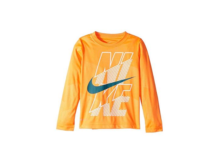 Nike Kids Block Dri-fit Long Sleeve Tee (little Kids) (cone) Boy's Clothing