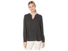 Anne Klein Split-neck High-low Long Sleeve Blouse (anne Black/morning Light Combo) Women's Blouse
