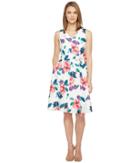 Ellen Tracy Seamed V-neck Dress (jardin E Cream) Women's Dress