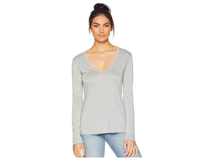 Splendid Madison Long Sleeve U-neck (heather Grey) Women's Clothing