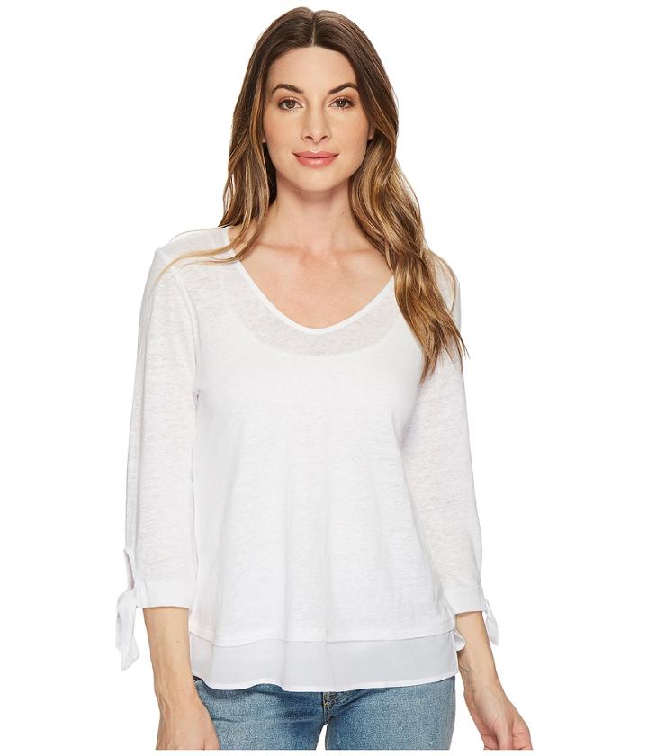 Sanctuary Sylvie Tie Sleeve Tee (white) Women's T Shirt