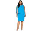 Lauren Ralph Lauren Plus Size 130h Luxe Scuba Crepe Cooper One Shoulder Day Dress (maremma Blue) Women's Dress