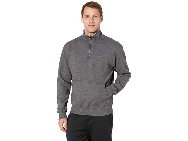 Champion Powerblend Fleece 1/4 Zip (granite Heather) Men's Clothing