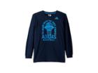 Adidas Kids Long Sleeve Brand Slogan Tee (big Kids) (navy) Boy's T Shirt