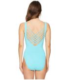 Letarte Solid Lattice Back One-piece (turquoise Ocean) Women's Swimsuits One Piece