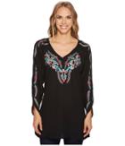 Scully Coe Peekaboo Embroidered Tunic (black) Women's Blouse