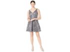 Marina Embroidered Mesh Sleeveless V-neck Fit Flare Party Dress (gun) Women's Clothing