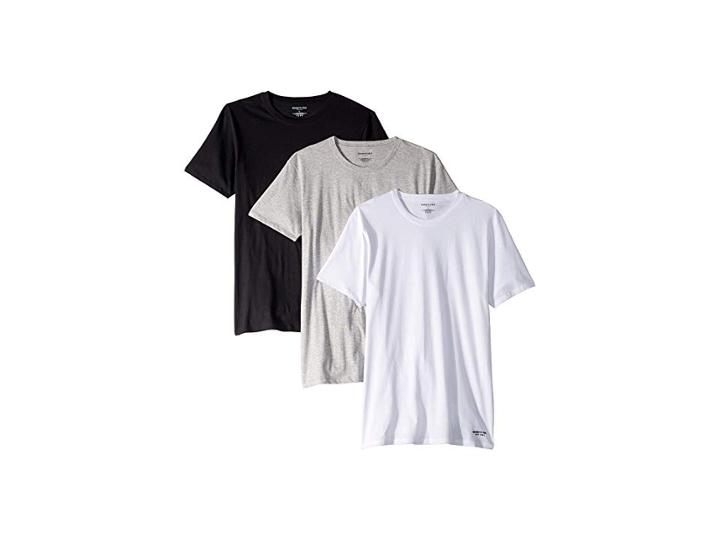Kenneth Cole Reaction Slim Fit 3-pack Crew Neck Tee (white/light Grey Heather/black) Men's T Shirt