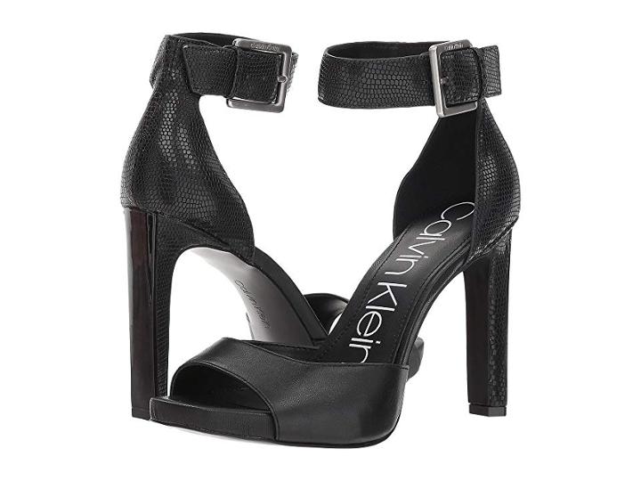 Calvin Klein Marinda (black Nappa/shiny Lizard) Women's Shoes
