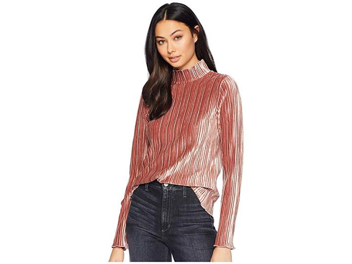 J.o.a. Pleated Velvet Top (pink) Women's Clothing